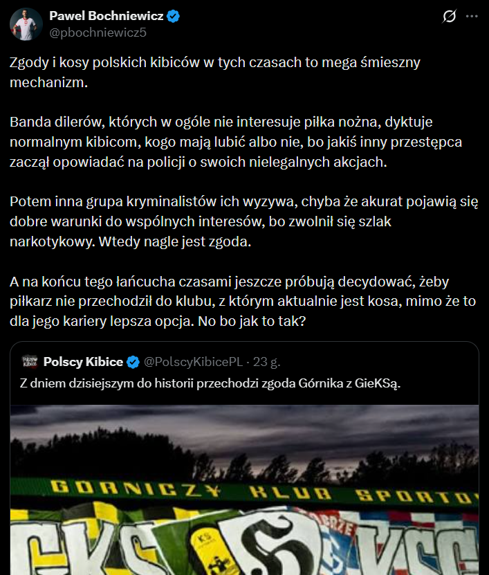 MOCNE SŁOWA Pawła Bochniewicza nt. ZGÓD w świecie kibicowskim!
